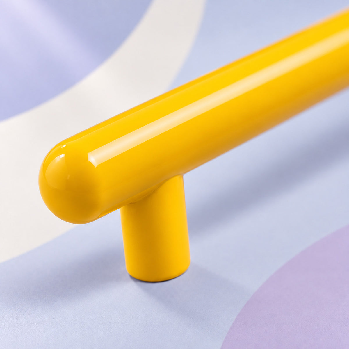 CHROMA Round Bar Cabinet Pull in Van Gogh Yellow — close-up detail