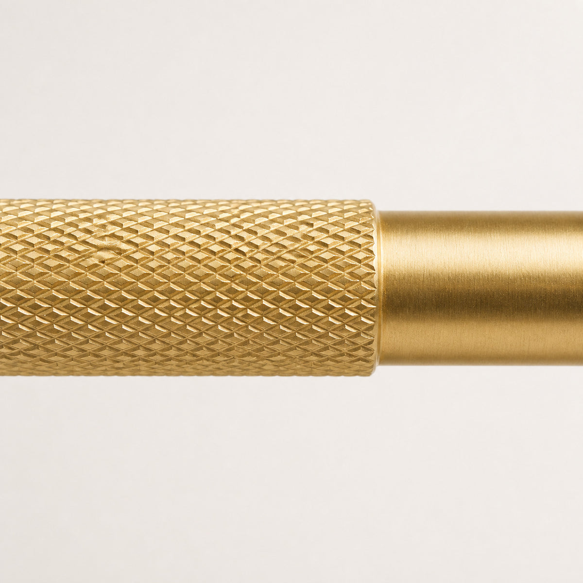 TRACE Knurled Long Pull in Natural Brass — close-up detail
